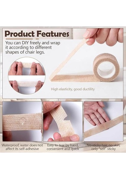 Sandalye ve Masa Ayak Koruyucu Keçe Kaymaz Bant, Mobilya Ayak Pedi, Kendinden Yapışkanlı