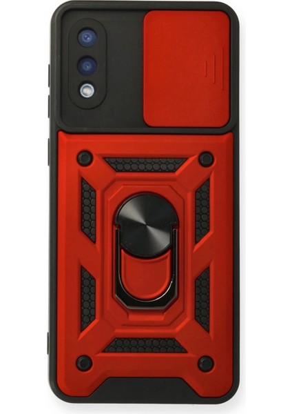 Samsung Galaxy A02 Kılıf Pars Lens Yüzüklü Silikon - Kırmızı (K95)