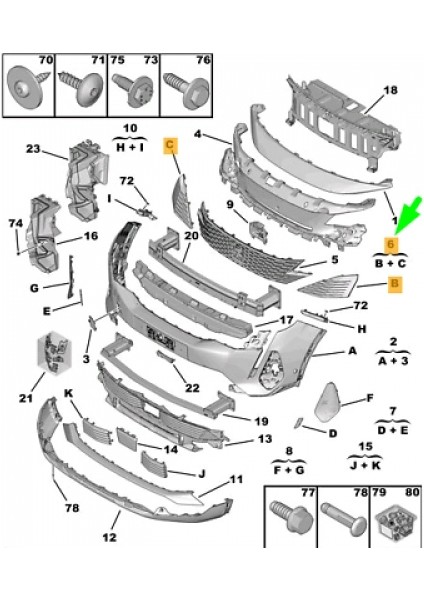 Peugeot 3008 2021- Ön Tampon Köşe Izgarası Takım Oem No (1675868580)