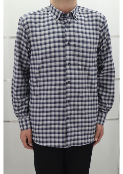 Fistan Store Erkek Ekose Klasik Kesim Rahat Kalıp Tek Cepli Kışlık Kaşmir Gömlek