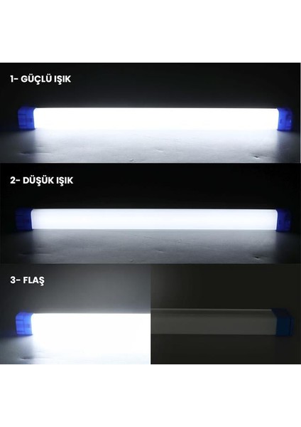 Powermaster T530 32CM 40W Çubuk Portatif LED Işıldak Şarjlı Tüp Lamba 1200MAH fiyatları