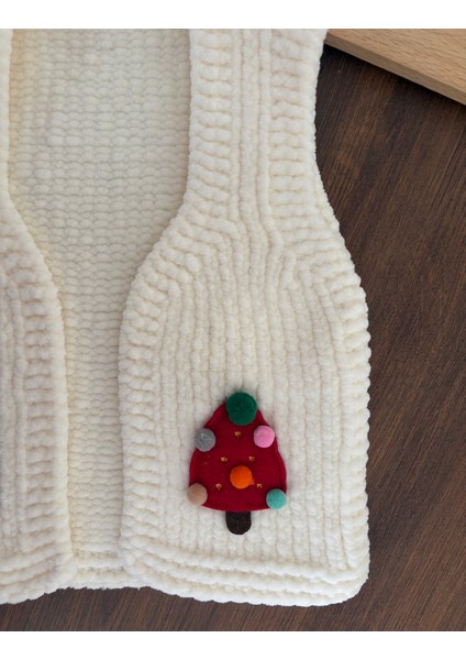 Yılbaşı Temalı El Örgüsü Kadife Bebek Yelek fiyatları