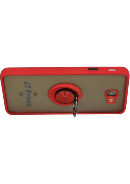 Samsung Galaxy J7 Prime Kılıf Montreal Yüzüklü Silikon Kapak - Kırmızı (K95) modelleri