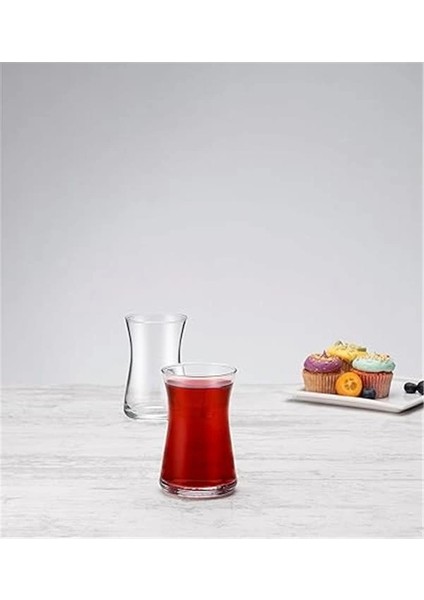 Heybeli Cam Çay Bardağı Seti, Sade, 6 Parça, Şeffaf, 170 cc