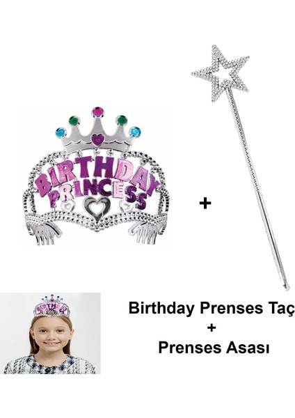 Kız Çocuk Doğum Günü Prenses Seti - Taç ve Sihirli Asa (5131)