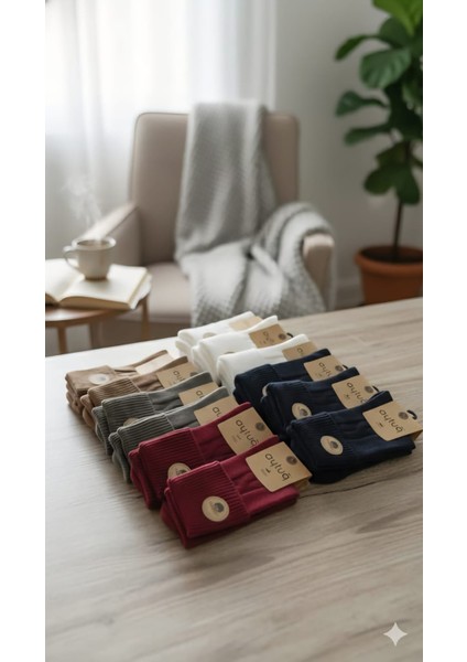 Pamuk Çift Kat Kadın Soket Çorabı; Dikişsiz; Kışlık ; 36-40 Numara; Asorti 12'li Kutu fiyatları