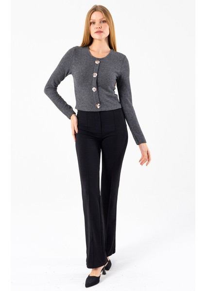 Kadın Bisiklet Yaka Pullu Düğme Detaylı Bluz Siyah - 2630 fiyatları