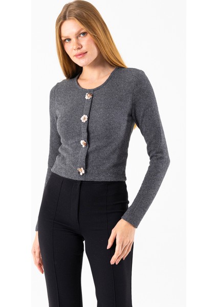 Kadın Bisiklet Yaka Pullu Düğme Detaylı Bluz Siyah - 2630 fırsatları