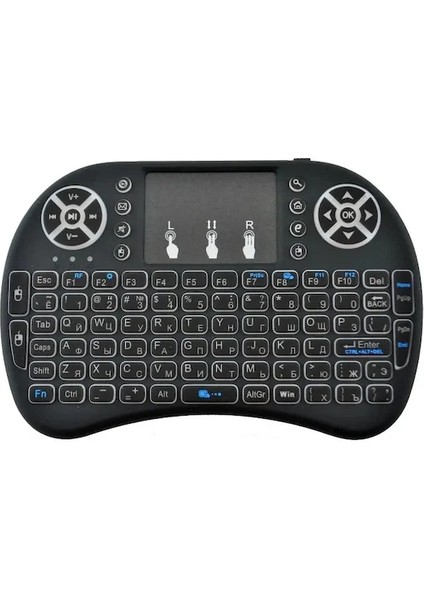 Buğz Smart Tv Box Ps3 Uyumlu Kablosuz Dokunmatik Işıklı Şarjlı Touchpadli Mini Q Klavye