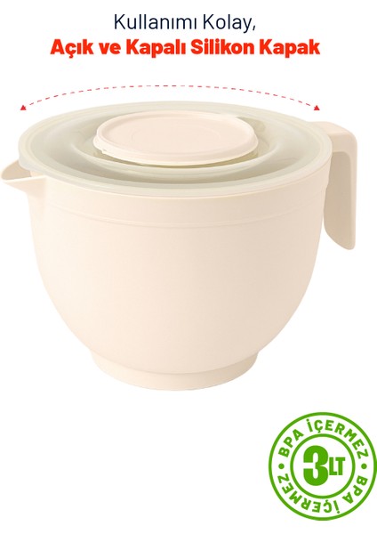 3 Litre Şeffaf ve Aç Kapa Kapaklı & Kaymaz Mikser Kabı fiyatları