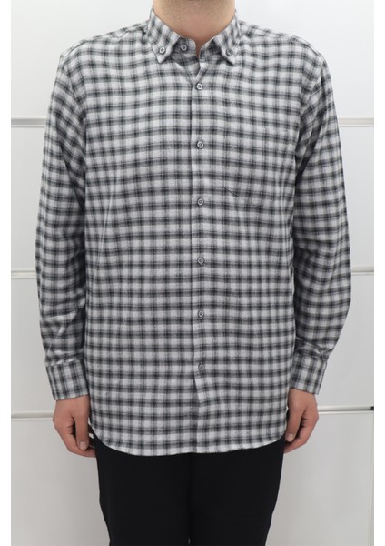 Fistan Store Erkek Ekose Klasik Kesim Rahat Kalıp Tek Cepli Kışlık Kaşmir Gömlek