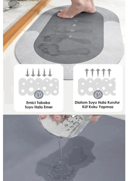 Şık Tasarım Sihirli Su Emici Banyo Lavabo Tuvalet Paspası Kaymaz Tabanlı Abdest Paspası