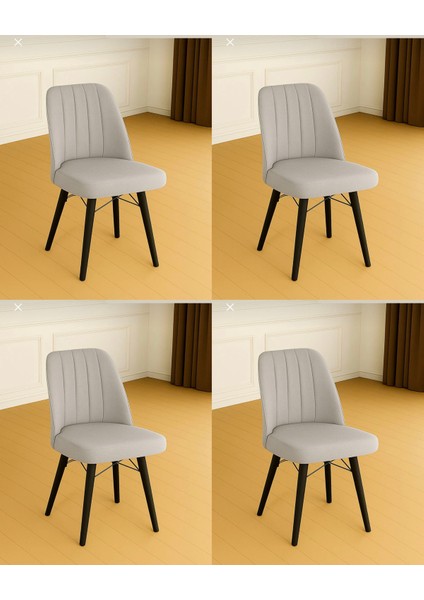 Karegold Mutfak Sandalyesi 4 Adet (Siyah Metal Ayaklı)