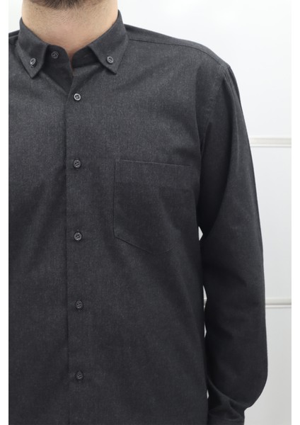 Fistan Store Erkek Siyah Düz Klasik Kesim Rahat Kalıp Tek Cepli Kışlık Kaşmir Gömlek fiyatları