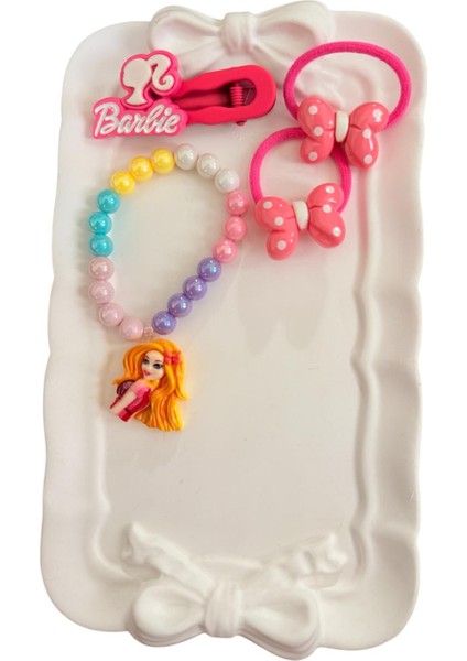 Kare Kutu Içerisinde Mine Kaplamalı Prenses Figürlü Inci Bileklik ve Karışık Figürlü Renk Kız Çocuk Toka Seti indirimleri