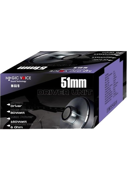 Magicvoice M-51/b 80W Rms 8 Ohm 51MM Profesyonel Hoparlör Tweeter Driver Ünitesi fırsatları