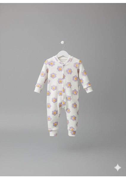 Kız Bebekler Için Sevimli Mor Çiçek Desenli Pamuklu Tulum Bebek Giysisi modelleri