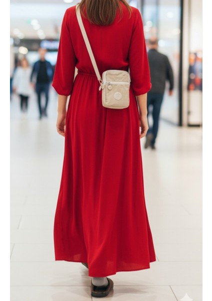 Kadın Krinkıl Ayarlanabilir Askılı Cepli Postacı Omuz Çantası