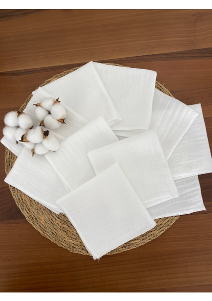 10'lu Müslin Bebek Ağız Mendili,ter Bezi %100 Pamuk 25X25 cm