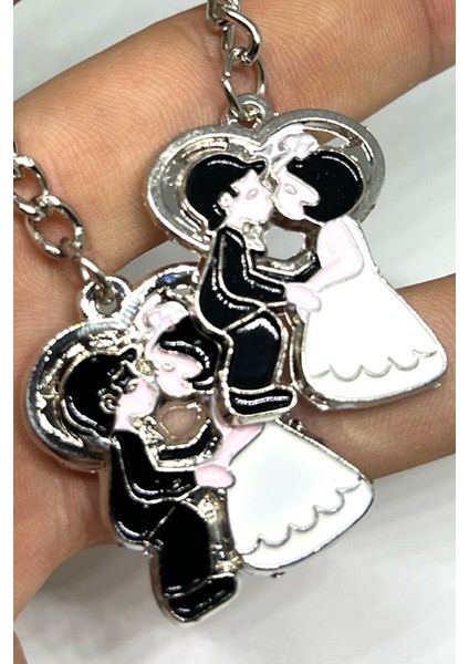 Nikah Hatırası Gelin Damat Anahtarlık 2li Set Zarif Çift Anahtarlık Davetiyeye Takılabilir modelleri