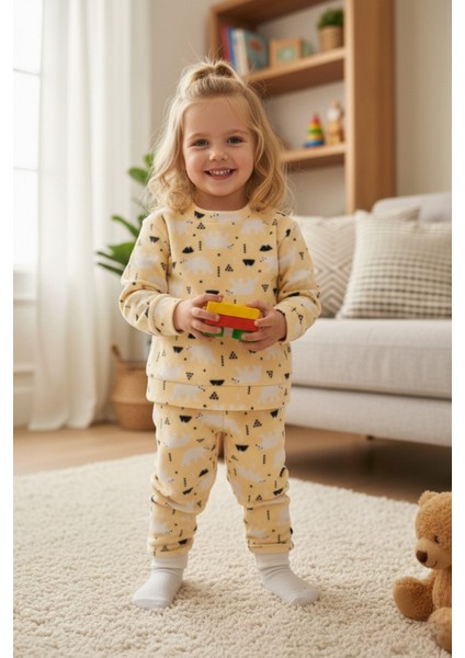 Kutup Ayısı Desenli Polar Unisex Çocuk Pijama Takımı