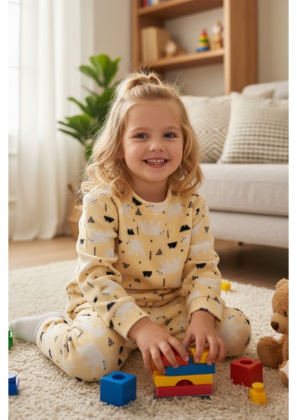Kutup Ayısı Desenli Polar Unisex Çocuk Pijama Takımı fiyatları