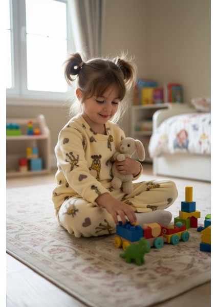 Zürafa Desenli Polar Unisex Çocuk Pijama Takımı fiyatları