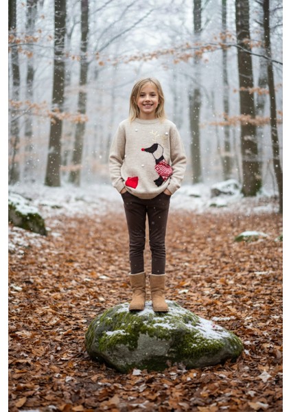 Geyik Desenli Kız Çocuk Triko Kazak fiyatları