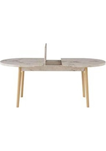 Modern Yemek Takımı Açılabilir Masa Gri Sandalyelerle 6 Kişilik Meşe Renk