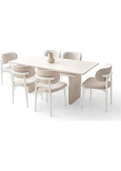 Teksas Yemek Odası Takımı Modern Tasarım MDF Malzeme ile 160-190 cm Açılabilir Masa