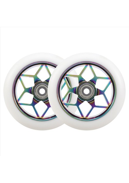 2 Adet 110MM Scooter Tekerleği Pu Tekerlek Kalın Akrobasi Rulmanlı (Beyaz) (Yurt Dışından)