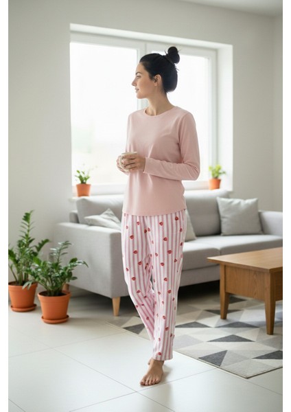 Çilek Baskılı Kadife Pijama Altı