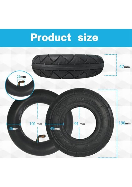 Razor E100, E150, E200, Power Core E100 Için 200X50 Lastik ve Iç Lastik Seti (Yurt Dışından) fiyatları