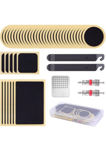 46 Parça Lastik Yama Seti Kendinden Yapışkanlı Yamalar Metal Raspa ve Kol Seti Taşınabilir Açık Hava Bisiklet Lastiği Tamir Aletleri (Yurt Dışından)