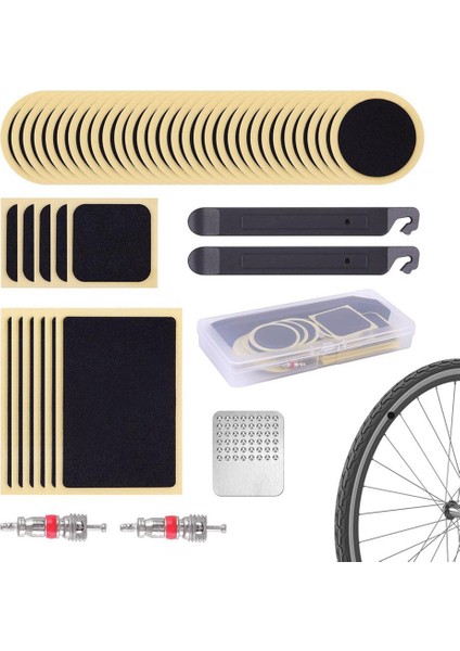 46 Parça Lastik Yama Seti Kendinden Yapışkanlı Yamalar Metal Raspa ve Kol Seti Taşınabilir Açık Hava Bisiklet Lastiği Tamir Aletleri (Yurt Dışından) modelleri