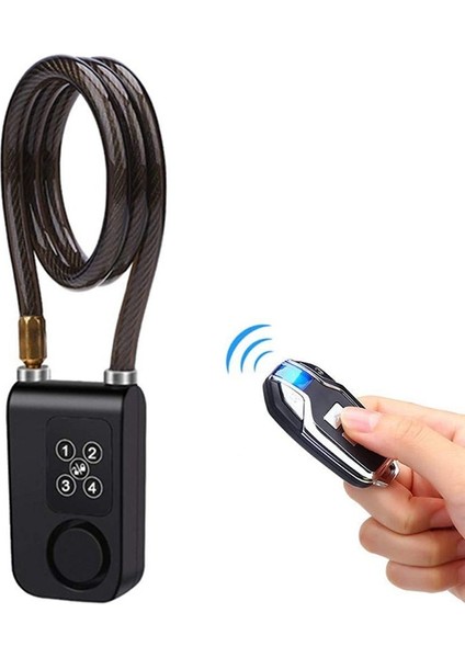 Bisiklet Güvenlik Kilidi Kablosuz Rc Güvenlik Titreşimli Alarm Kilidi Siyah (Yurt Dışından)