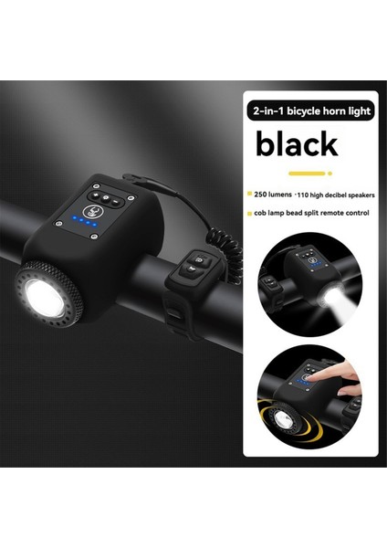 Gece Sürüşü Için 2'si 1 Arada Bisiklet Lambası ve Kornası Seti, Gece Bisikleti El Feneri Aksesuarları, 4 Işık Modu, Ipx5 Siyah (Yurt Dışından) modelleri