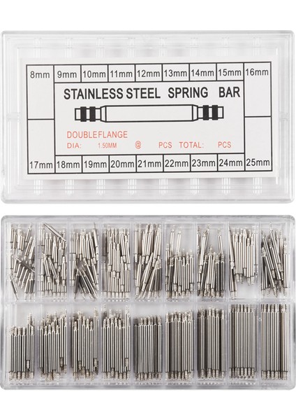 360 Adet Paslanmaz Çelik Saat Kayışı Yay Çubukları Kayış Bağlantı Pimleri 6-25MM Tamir Takımı (Yurt Dışından)