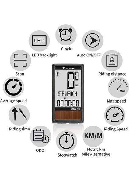 Westbıkıng Bisiklet Bilgisayarı Kablosuz Su Geçirmez Bisiklet Hız Göstergesi Kilometre Sayacı Bisiklet Aksesuarları LCD Ekranlı Beyaz Işık (Yurt Dışından) fırsatları