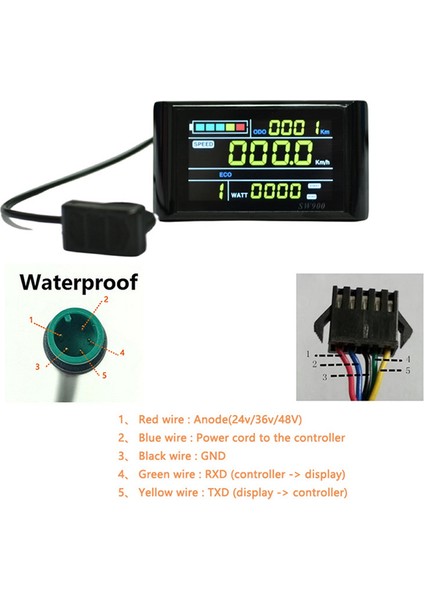 SW900 Renkli Ekran E-Bisiklet LCD Ekran 24V/36V/48V/60V/72V E-Bisiklet LCD Metre Paneli Ekran E-Bisiklet Aksesuarları A (Yurt Dışından) fırsatları