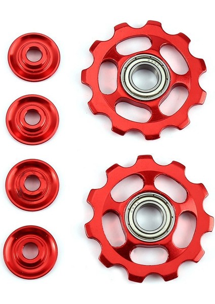1 Set 11T Bisiklet Alüminyum Alaşımlı Rulman Tekerlek Vites Kasnakları - Kırmızı (Yurt Dışından)