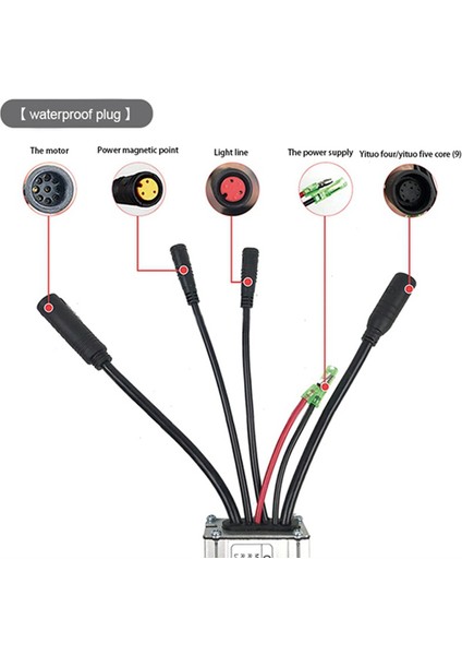 36V / 48V 9 Tüplü 15A Su Geçirmez Konnektörlü E-Bisiklet Kontrol Cihazı 36V / 48V 250W Fırçasız Motor Için (Yurt Dışından) modelleri
