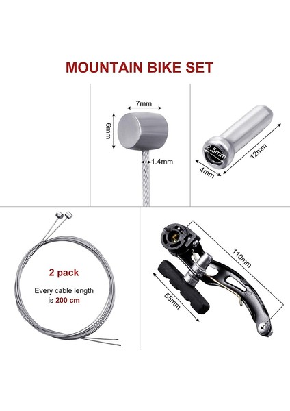 Çoğu Bisiklete Uygun 2 Çift Bisiklet Fren Seti ve 2 Fren Kablosu, Uç Kapakları (Yurt Dışından) fiyatları