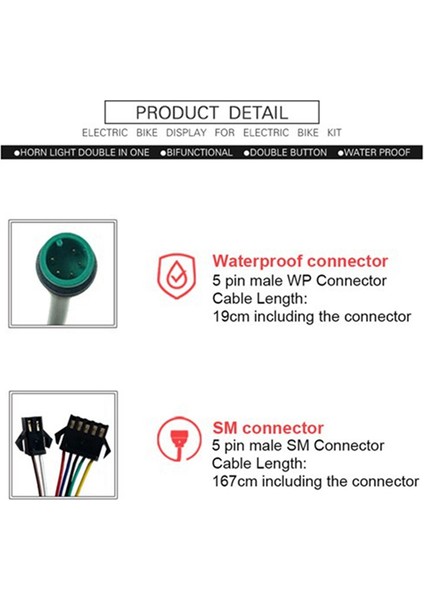 Sm Konnektörlü EN06 Elektrikli Bisiklet Scooter Için Usb'li 24V 36V 48V Elektrikli Bisiklet Paneli LCD Ekran (Yurt Dışından) modelleri