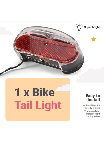 6V-48V E-Bisiklet Arka Lambası E-Scooter Gece Güvenlik LED Uyarı Arka Lambası (Yurt Dışından) indirimleri