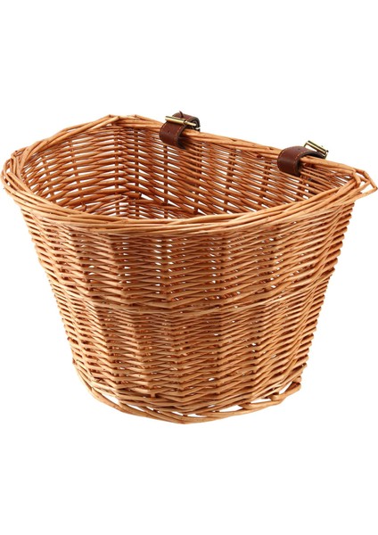 Retro, El Yapımı, Deri Kayışlı Hasır Bisiklet Ön Sepeti (Yurt Dışından)