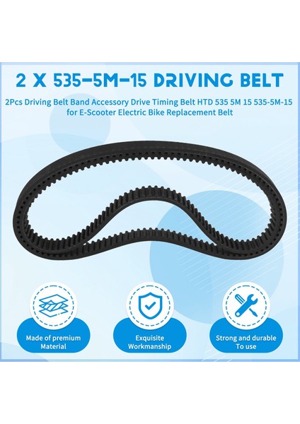 E-Scooter Elektrikli Bisiklet Için 2 Adet Sürüş Kayışı Htd 535-5M-15 (Yurt Dışından) fırsatları