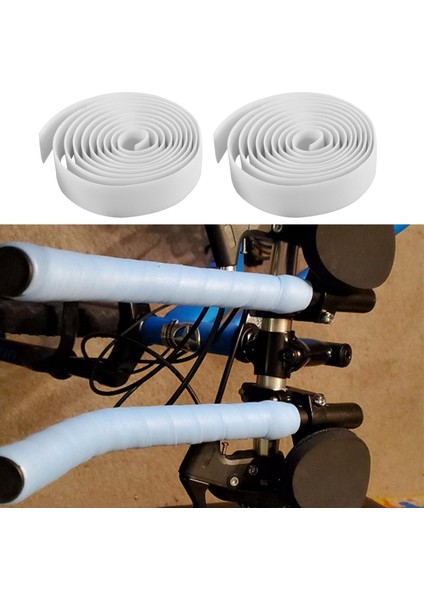Bisiklet Gidonu Tutma Bandı + 2 Gidon Tıkacı - Beyaz (Yurt Dışından) fırsatları