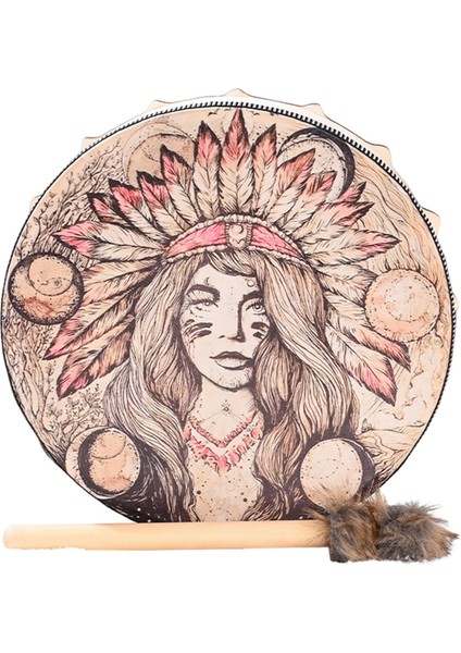 Davul Çubuklu Hint Davulu, Ruhsal Şifa, Çakra Dengeleme, Yansıma, Meditasyon Çerçevesi (Yurt Dışından)