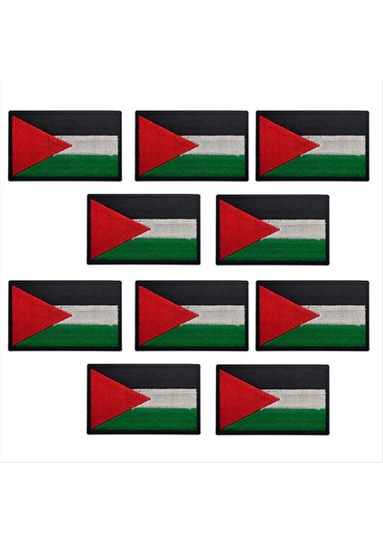 Açık Hava Için Nakışlı Rozet Üzerine 10 Adet Filistin Bayrağı Yamalı Kol Bandı (Yurt Dışından)